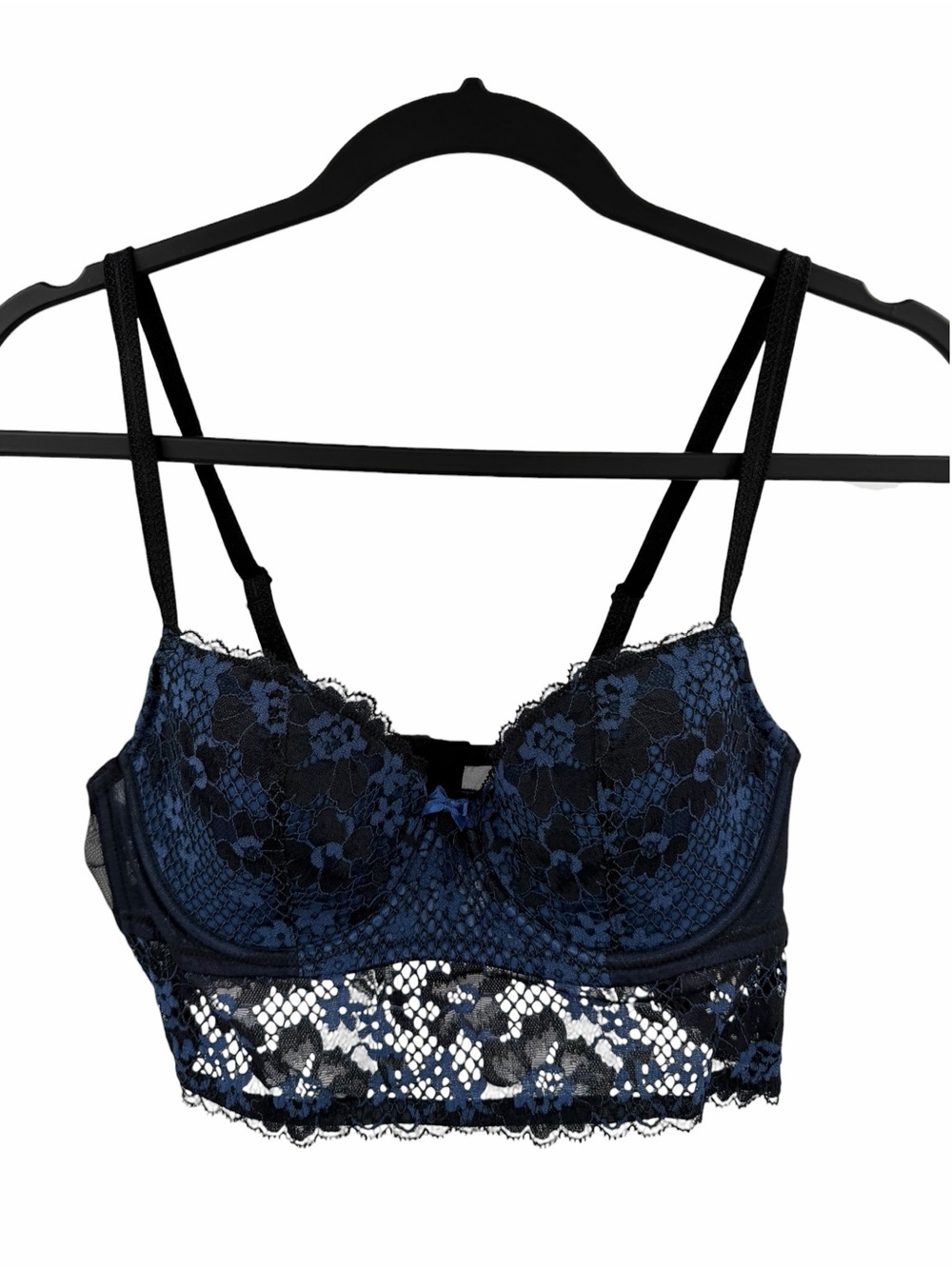 Adore Me Lace Balconette Bralette Blue Black 
goth dark academia Whimsygoth 36C